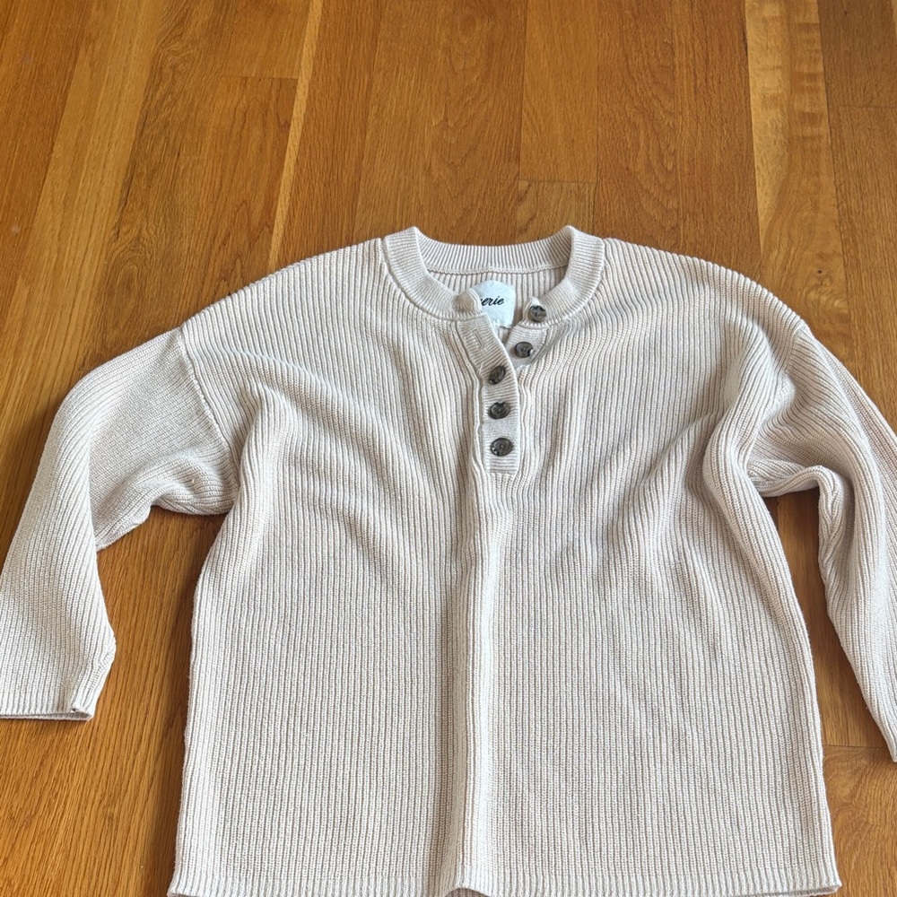 Aerie Beige Ribbed Cardigan